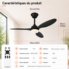 Ventilateur de Plafond Halo - Noir 107cm LED