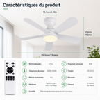 Ventilateur de Plafond Fendelier - Blanc 86cm LED