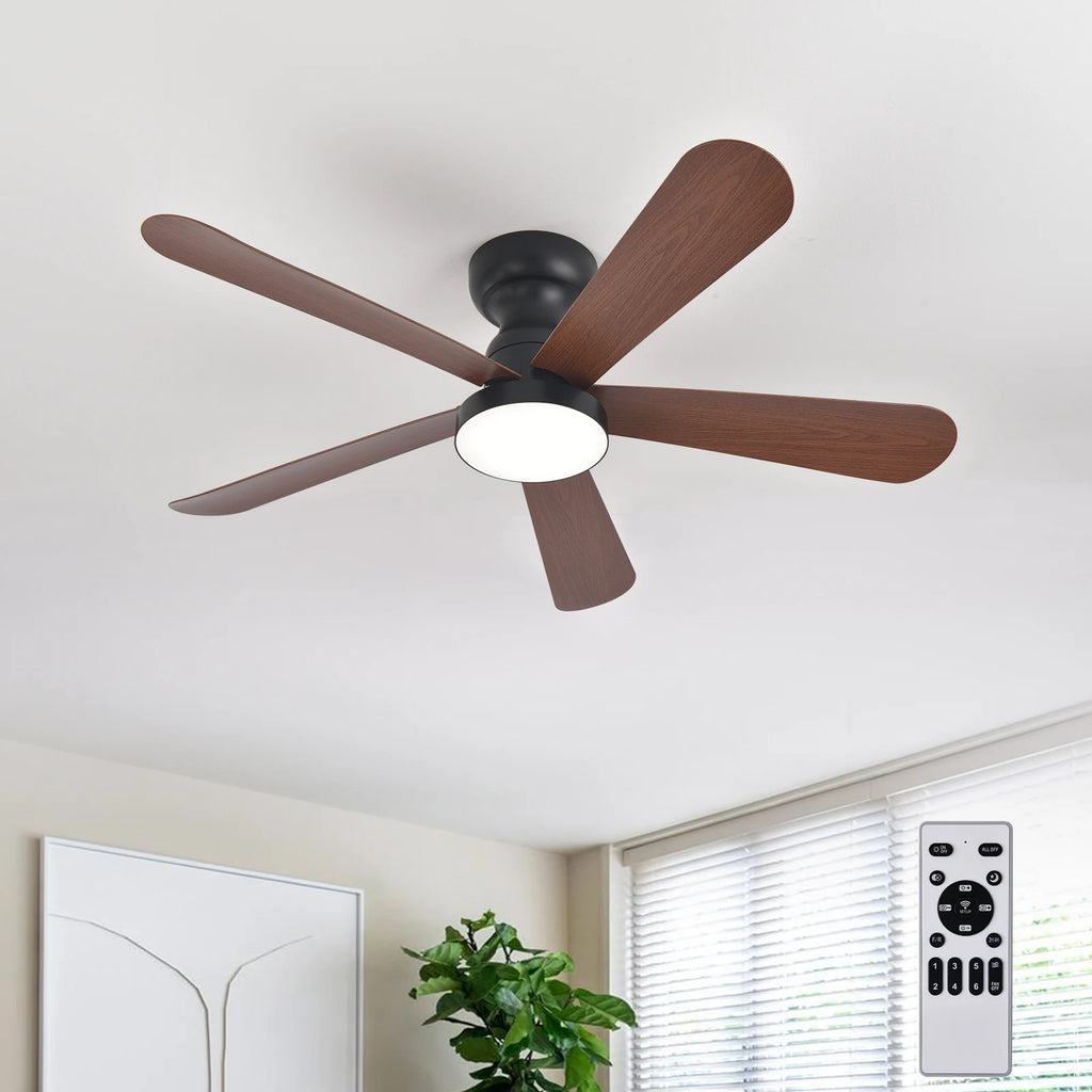 Ventilateur de Plafond Fendelier - Effet Bois Noir 71cm LED