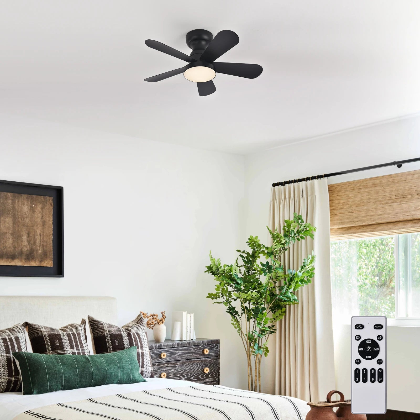 Ventilateur de Plafond Fendelier - Noir 71cm LED