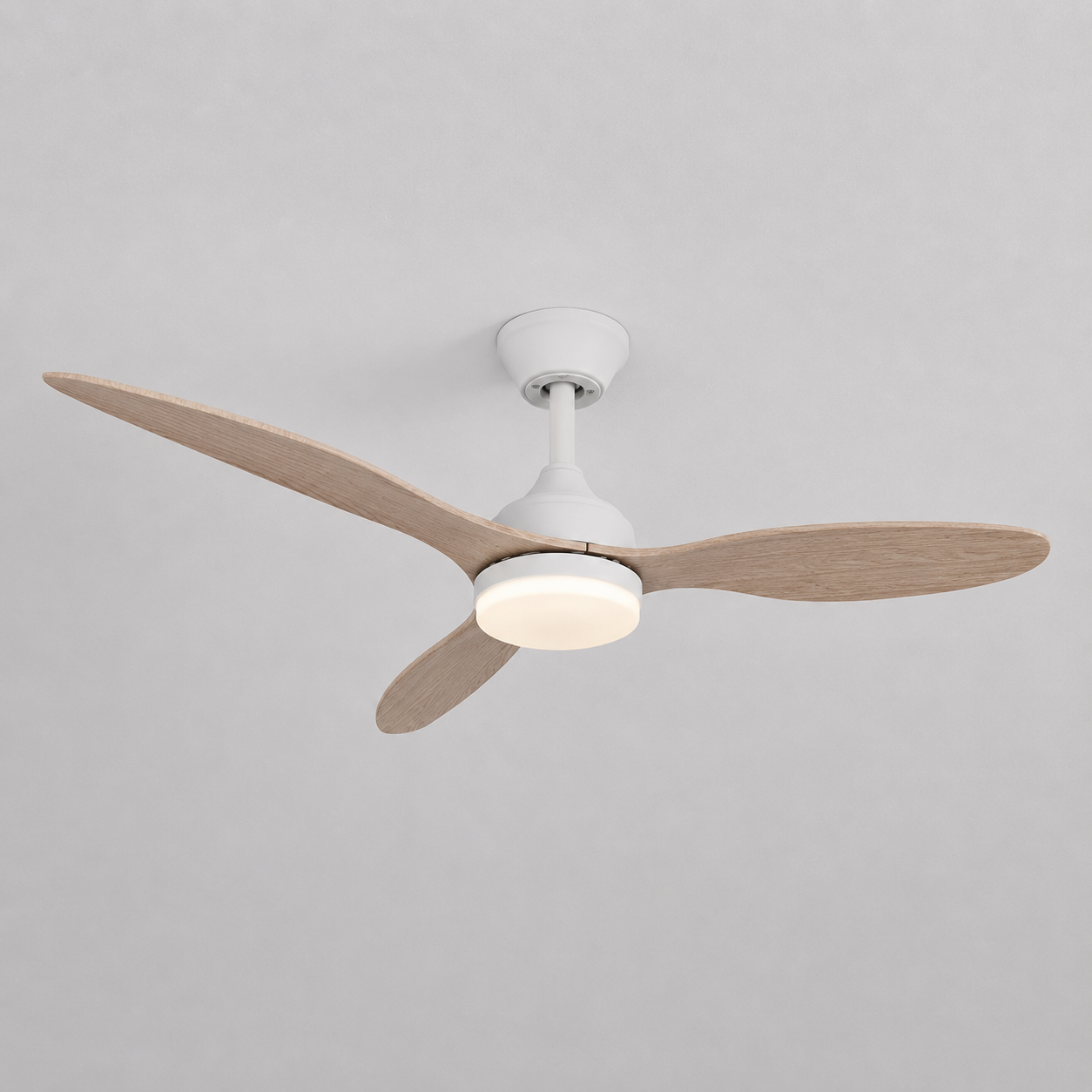Ventilateur de Plafond Halo - Effet Bois Blanc 107cm LED