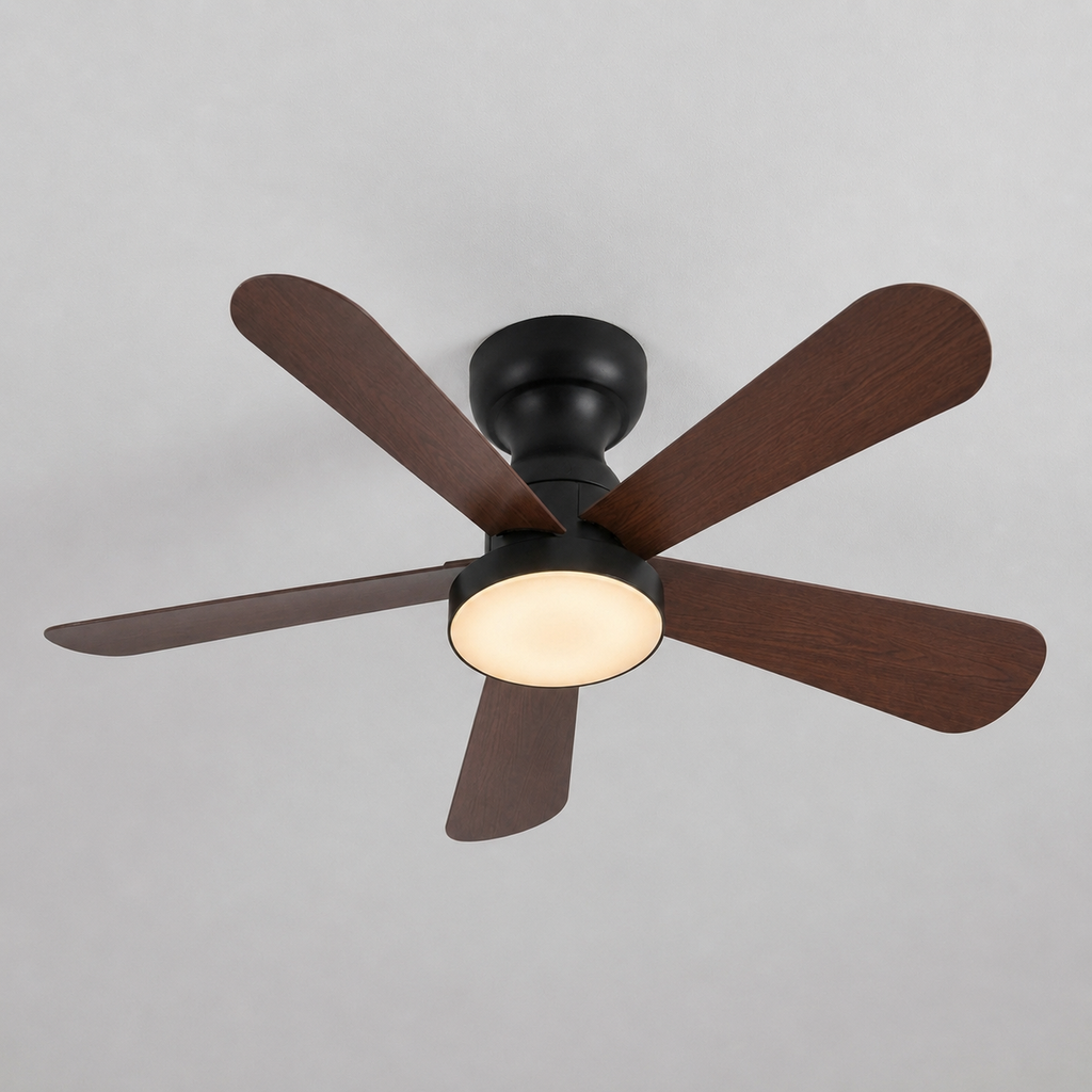 Ventilateur de Plafond Fendelier - Effet Bois Noir 71cm LED