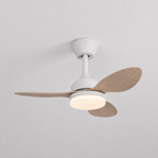 Ventilateur de Plafond Compact - Effet Bois Blanc 63cm LED