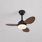 Ventilateur de Plafond Compact - Effet Bois Noir 63cm LED